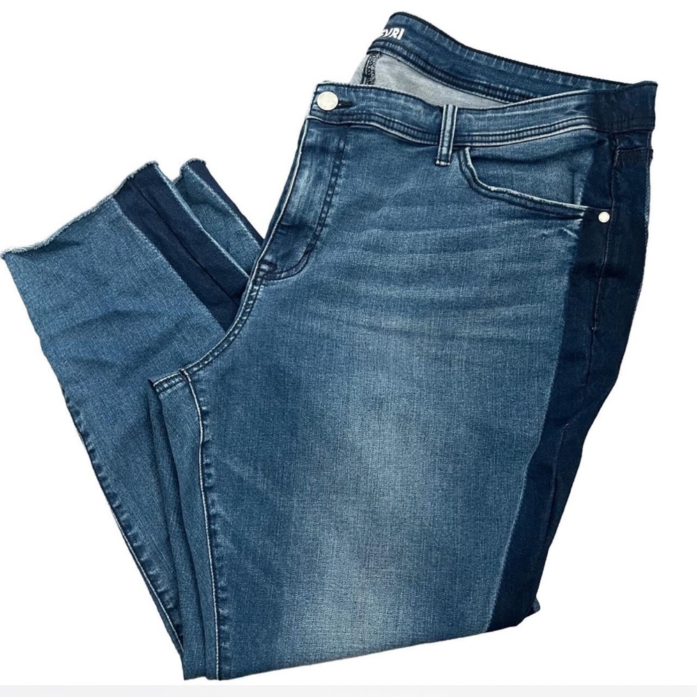 Evri Ankle Skinny Two-Tone Blue Denim Jeans